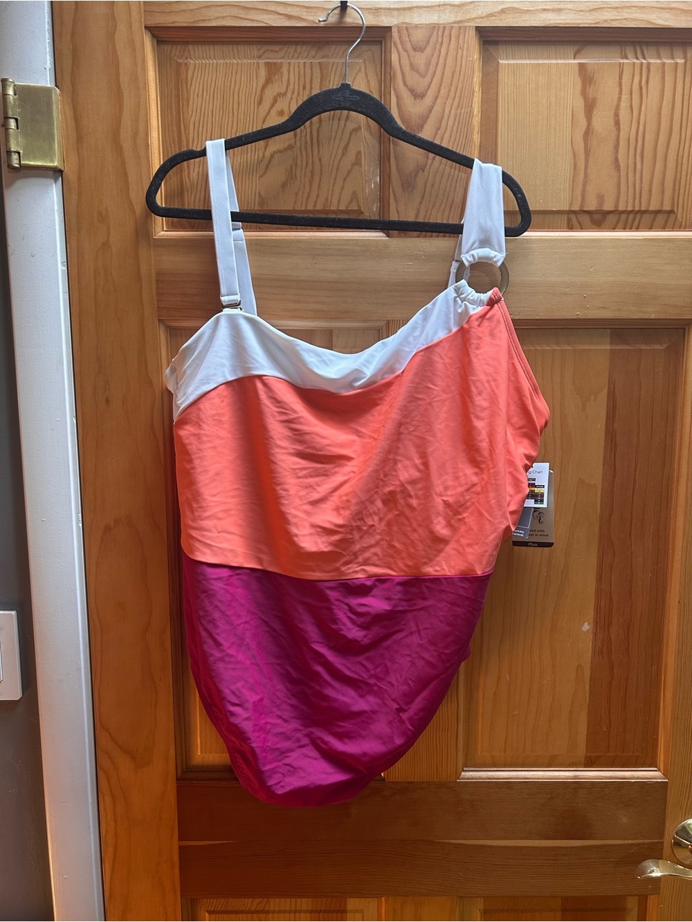 Terra & Sky White, Coral & Fuchsia Colorblock One-Piece